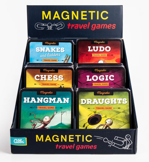 Magnetic Games, display med 24 spel, 6 olika 4 av varje
